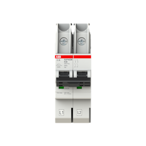 2CCG000116R0001 : ABB SUP400 2CC Miniature Circuit Breaker, 2-Pole, 30A, K, 480V AC, 15 kA Breaking 