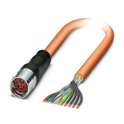 1622224 : Phoenix Contact 1622224, 2 m 8 Core Power Cable, Orange Polyurethane 105 °C