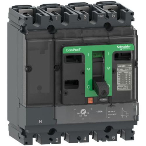 C10H4TM063 : Schneider Electric, ComPact, ComPacT NSX Molded Case Circuit Breaker 4-Pole 63A, Breaki