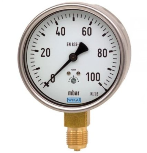 69003262 : WIKA G 1/4 Pressure Gauge, 63 mm, 0 mbar