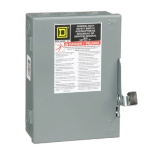 SCHNEIDER : DU321 Safety switch, general duty, non fusible, 30A, 3 pole, 3 wire, 7.5hp, 240VAC, NEMA