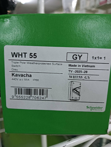 SCHNEIDER สวิทซ์สับกันน้ำ MODEL: WHT55-GY 3P 440VAC 55A IP66 ราคา 826.00 บาท