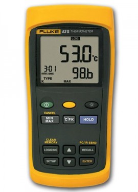 Fluke 53-2-B single input thermometer w/usb recording 60hz noise rejection