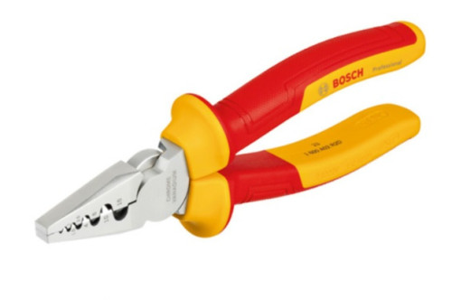Bosch : VDE Crimping Plier 180mmคีมย้ำสายไฟกันไฟ VDE 180 มม. 1600A02NE6 VDE Crimping Plier 180mm คีม