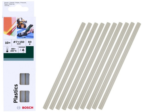 Bosch : Thermoplastic Adhesive สีใส ขนาด 7 ม.ม. 2609256D32 กาวแท่งเทอร์โมพลาสติก สีใส ขนาด 7x150mm. 
