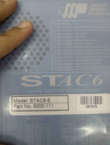 APPLIED MOTION CONTROLLER MODEL: STAC6-S PART NO. 5000-111 120VAC 4.24A ...