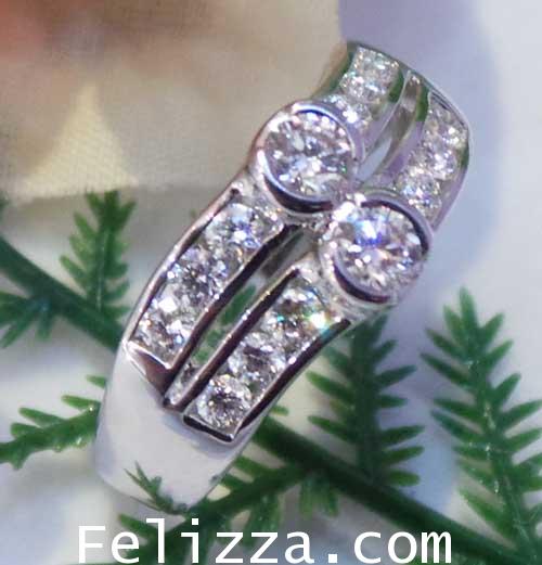 แหวนเพชรแท้เบลเยี่ยมคัท RI00218-54 (DEZX)