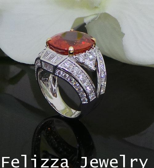 แหวนพลอยซองเจียสีส้ม ประดับเพชรแท้เบลเยี่ยมคัท RI20524-230