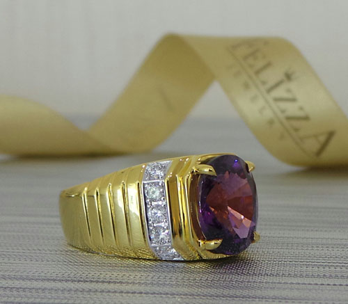 แหวน Purple Sapphire ประดับเพชรแท้เบลเยี่ยมคัท RI20566-252 1