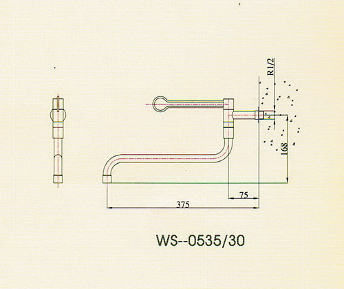 ก๊อกน้ำสแตนเลสแบบติดผนังท่อยาว WS-0535-30 1