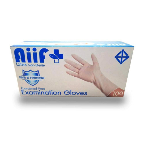 ถุงมือยาง Aiif Plus Latex Powder-Free Examination Gloves ชนิดไม่มีแป้ง ขนาด L