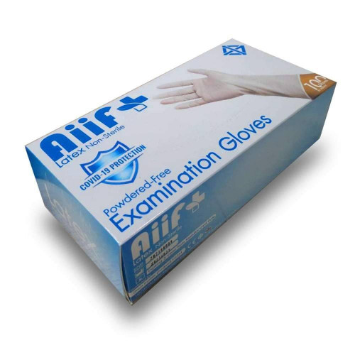 ถุงมือยาง Aiif Plus Latex Powder-Free Examination Gloves ชนิดไม่มีแป้ง ขนาด M