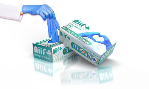 ถุงมือยาง Aiif Plus Nitrile  Powder-Free Disposable Gloves  ชนิดไม่มีแป้ง ขนาด L