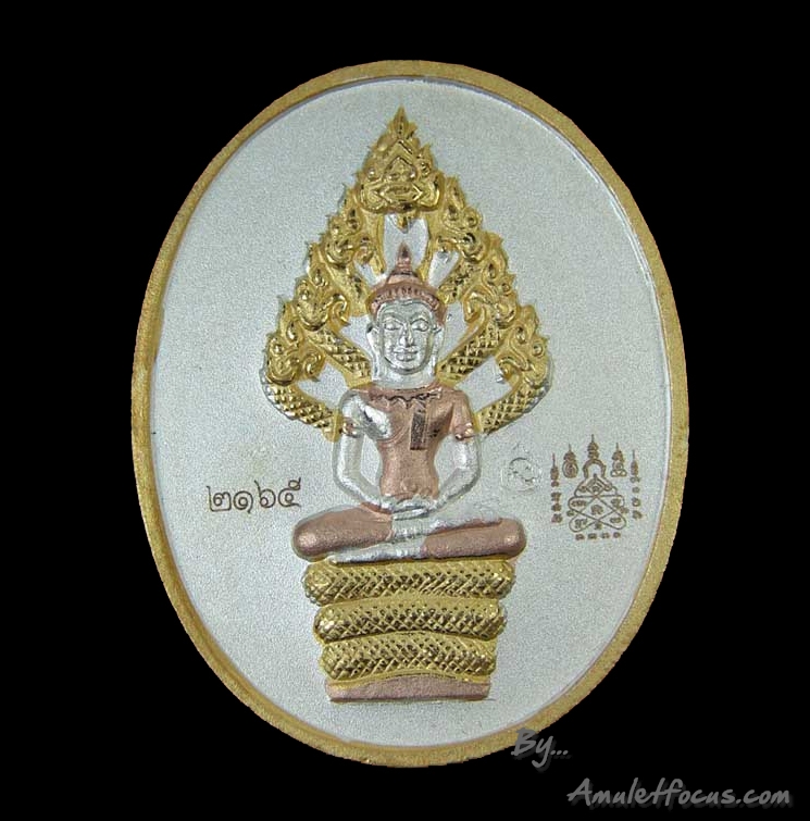 เหรียญนาคปรกไตรมาส หลวงพ่อสาคร พิมพ์ใหญ่ เนื้อสามกษัตริย์ ออกวัดหนองกรับ ปี 2551 หมายเลข 2165