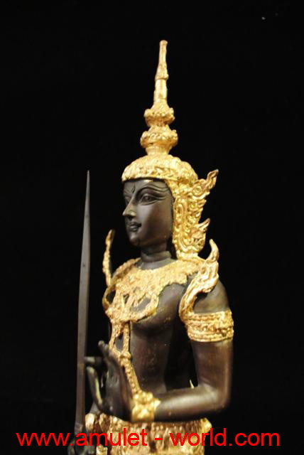 พระสยามเทวาธิราช หลวงพ่อสมควร วัดถือน้ำ ปิดทองเครื่องทรง สูง 14.5 นิ้ว เนื้อโลหะผสม 1