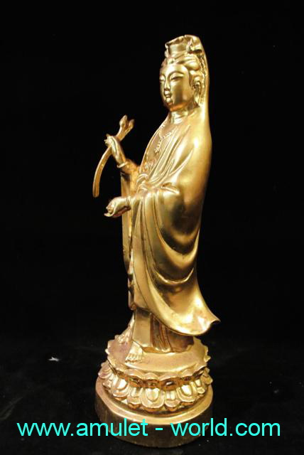 พระแม่กวนอิม เนื้อสัตตะโลหะ ปิดทองคำเปลวแท้ สูง 11.5 นิ้ว ศิลป์สวย 1