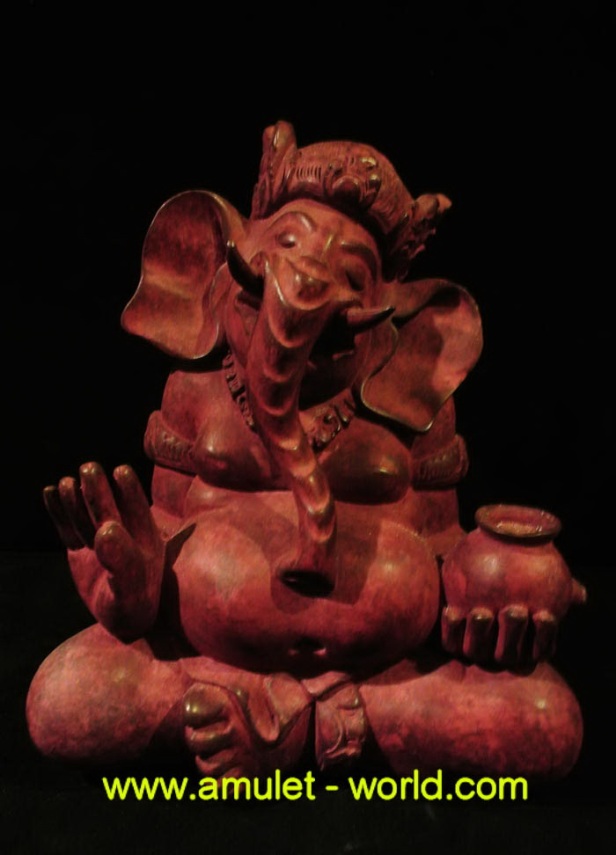 พระพิฆเณศ (ศิลปะมาเลย์) ปางเสวยสุข หน้าตัก 6.5 นิ้ว เนื้อบรอนซ์นอกพาตินา สีม่วงแดง
