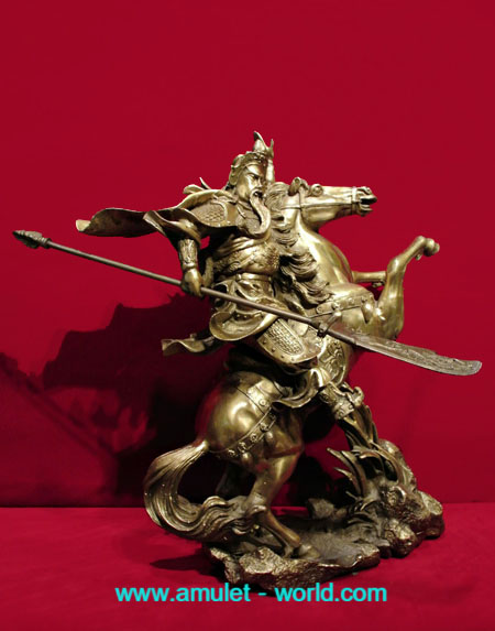 เทพเจ้ากวนอู ขี่ม้าศึก รุ่นชนะศึก เนื้อสัตตะโลหะ ฐานกว้าง 15 นิ้ว สวย 1