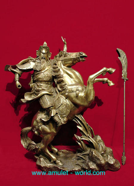 เทพเจ้ากวนอู ขี่ม้าศึก รุ่นชนะศึก เนื้อสัตตะโลหะ ฐานกว้าง 15 นิ้ว สวย 2