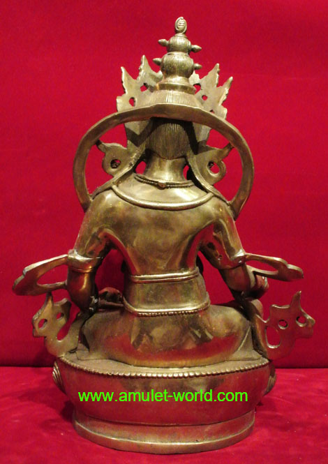 เทพเจ้าไฉ่ซิ่งเอี๊ย (จัมปาลา) ธิเบต เนื้อสัตตะโลหะ ฐานกว้าง 5.5 x 3 นิ้ว สูง 11 นิ้ว 4
