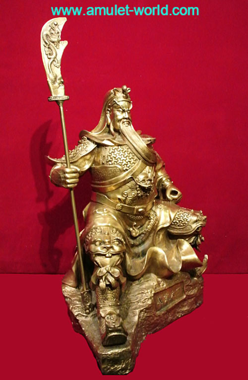 เทพเจ้ากวนอู นั่งประทับบนหิน (ปางเจ้าสัว) ทำพิธีและนำเข้าจากจีน เนื้อสัตตะโลหะ ง้าวถอดได้ 1