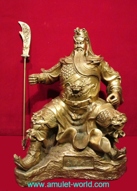 เทพเจ้ากวนอู นั่งประทับบนหิน (ปางเจ้าสัว) ทำพิธีและนำเข้าจากจีน เนื้อสัตตะโลหะ ง้าวถอดได้ 3