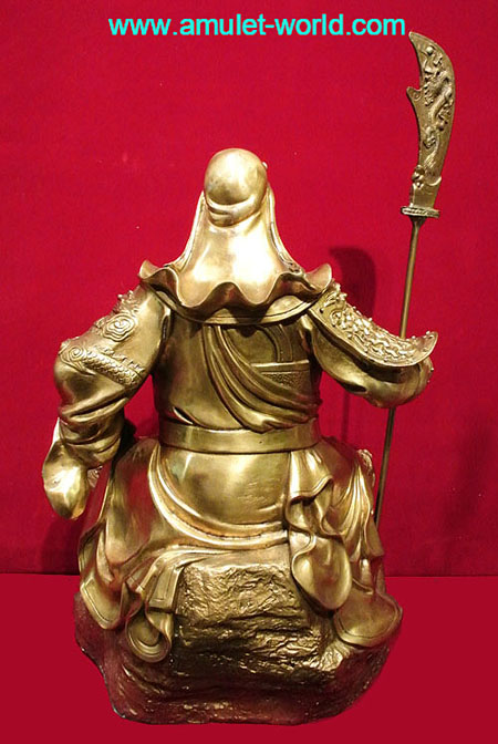 เทพเจ้ากวนอู นั่งประทับบนหิน (ปางเจ้าสัว) ทำพิธีและนำเข้าจากจีน เนื้อสัตตะโลหะ ง้าวถอดได้ 4