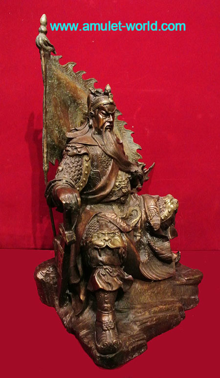 เทพเจ้ากวนอู นั่งบัญชาการรบ ทำพิธีและนำเข้าจากจีน เนื้อสัตตะโลหะ รมน้ำตาลแดง (องค์ที่ 2) สวย 2