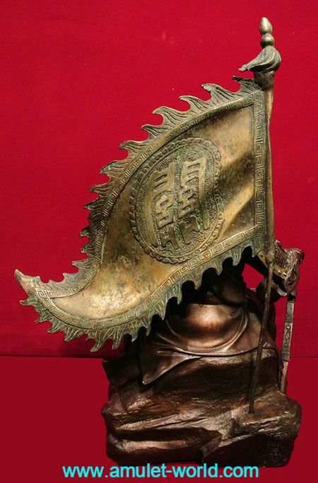 เทพเจ้ากวนอู นั่งบัญชาการรบ ทำพิธีและนำเข้าจากจีน เนื้อสัตตะโลหะ รมน้ำตาลแดง (องค์ที่ 2) สวย 4