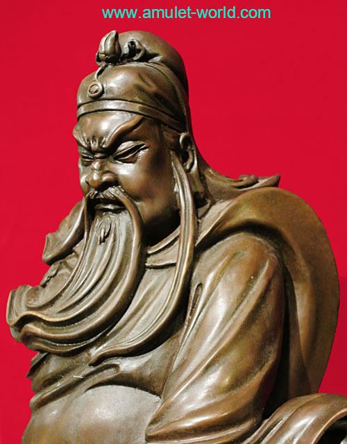 เทพเจ้ากวนอู ปางบัญชาการรบ ง้าวถอดได้ เนื้อสัตตะโลหะรมน้ำตาล นำเข้าจากจีน 2