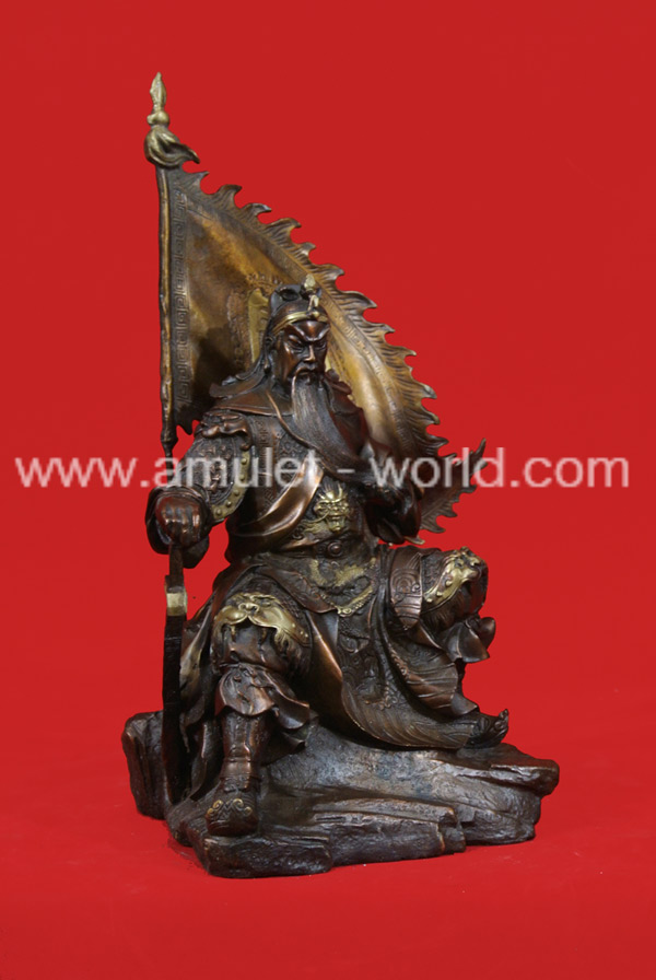 เทพเจ้ากวนอูปางบัญชาการรบ สัตตะโลหะรมน้ำตาล องค์เล็ก 1