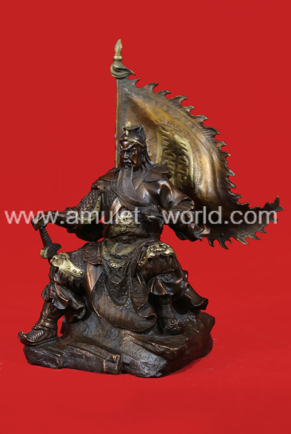 เทพเจ้ากวนอูปางบัญชาการรบ สัตตะโลหะรมน้ำตาล องค์เล็ก 2