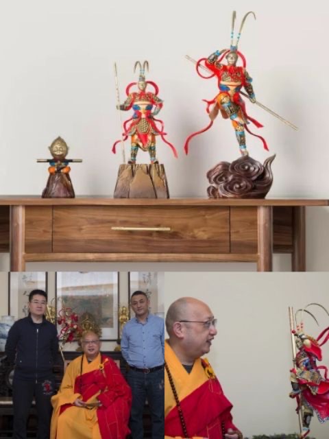 เจ้าพ่อเห้งเจีย ไต้เสี่ยฮุกโจ้ว เหยียบเมฆปางชนะมาร  เนื้อโลหะลงสี สูง 80 ซม. งานศิลปินชื่อดัง 3