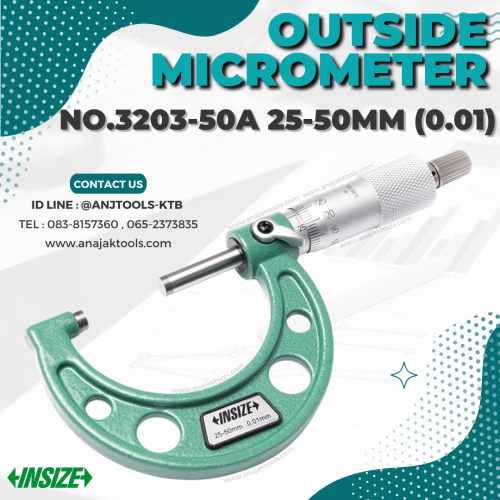 INSIZE ไมโครมิเตอร์ (Outside Micrometer) No. 3203-50A (25-50 mm.) (0.01)