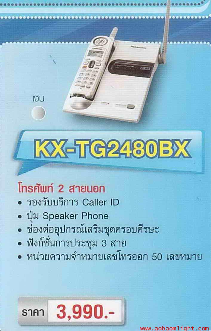 โทรศัพท์ไร้สาย พานาโซนิค KX-TG2480BX สีเงิน