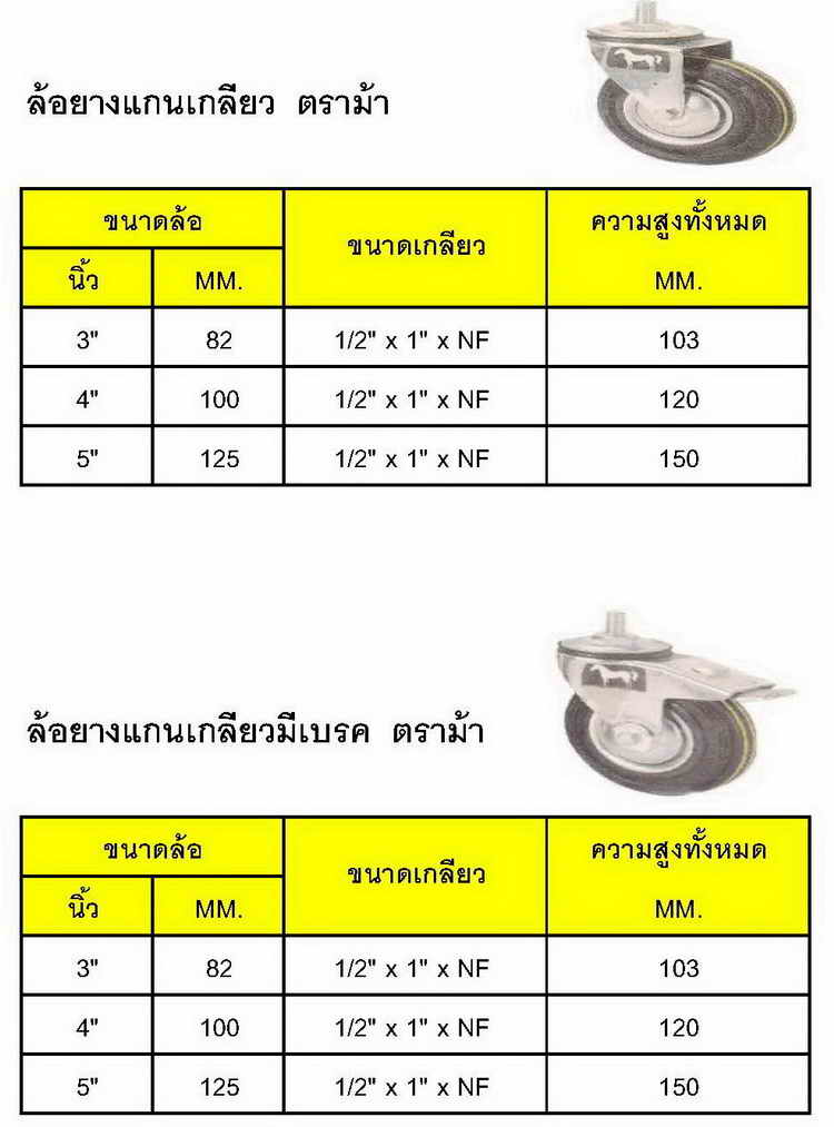 ล้อยางแกนเกลียวตราม้า, ล้อตราม้า, ล้อยางแกนเกลียว 1