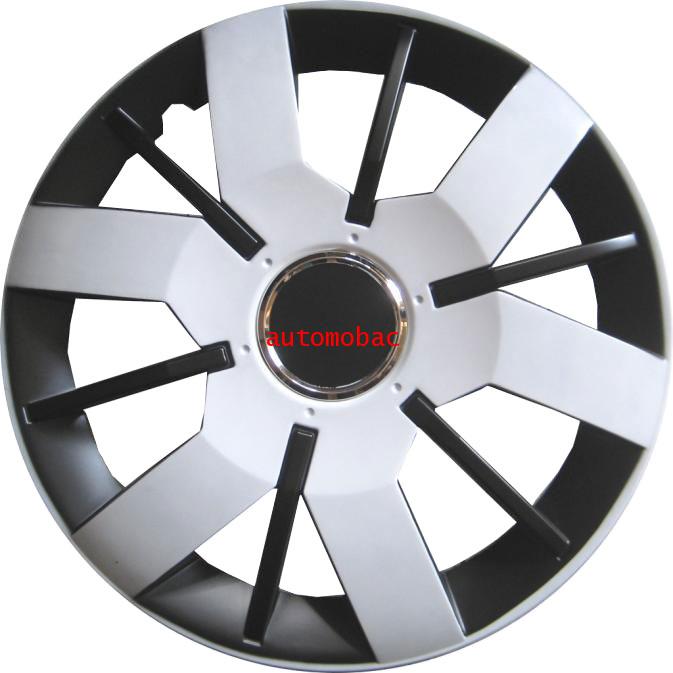 ฝาครอบล้อ ขอบ14 นิ้ว ลาย 5067 WB (White  Black) ขาว-ดำ 1 ชุด มี 4 ฝา ลวด 4 เส้น ปกปิดกระทะล้อ