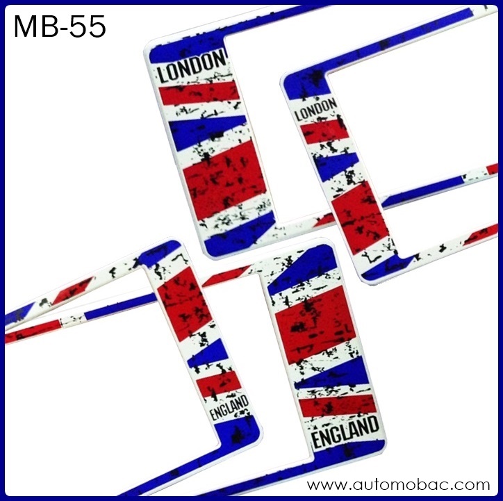 กรอบป้ายทะเบียนรถยนต์กันน้ำ MB-55 FLAG สั้น-ยาว ธงชาติอังกฤษ ลายพราง ระบบล็อค8จุด อะไหล่ครบ