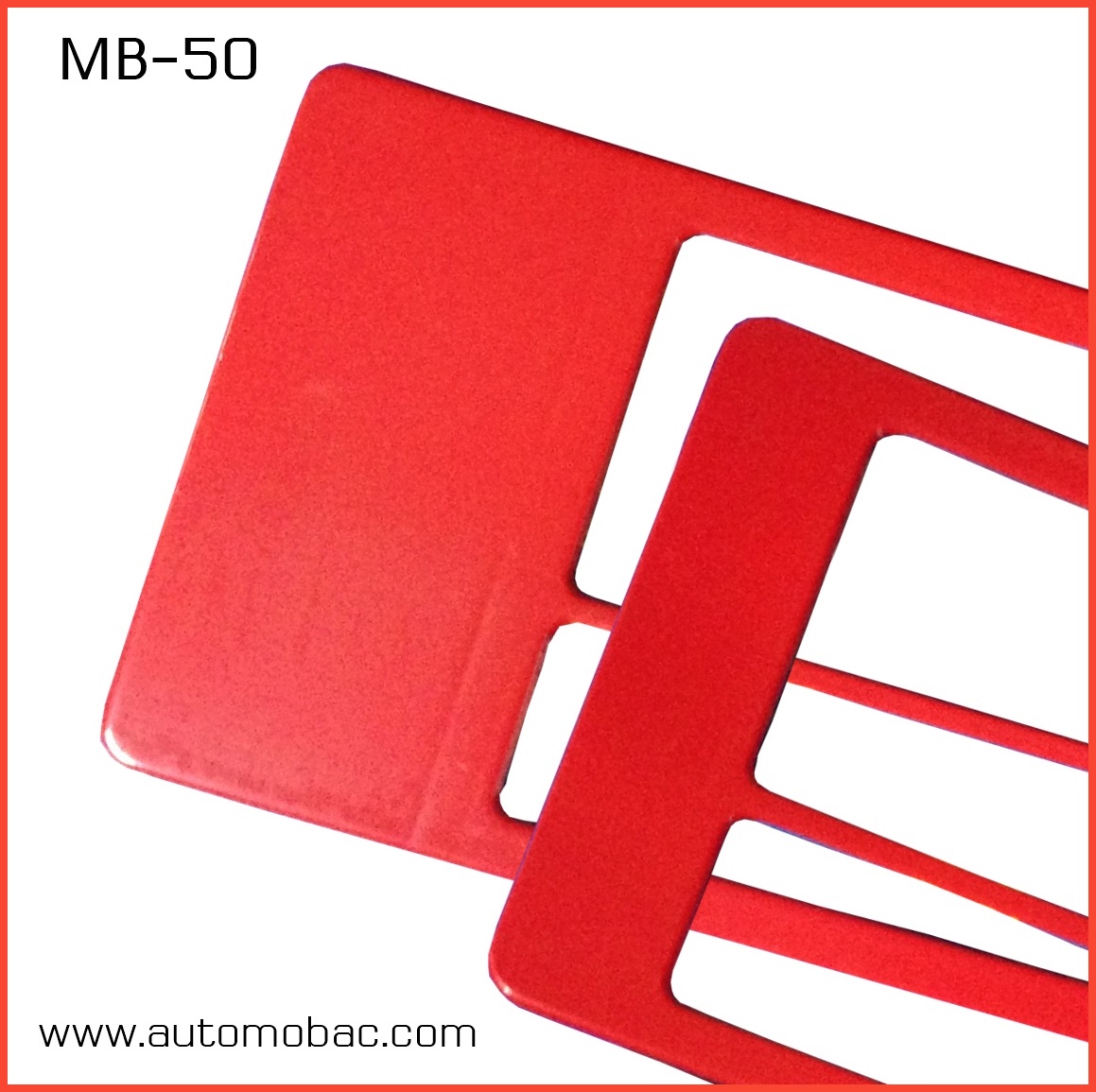กรอบป้ายทะเบียนรถยนต์ กันน้ำ MB-50 สีแดงล้วน แบบสั้นยาว ระบบคลิปล็อค 8 จุด พร้อมน็อตอะไหล่