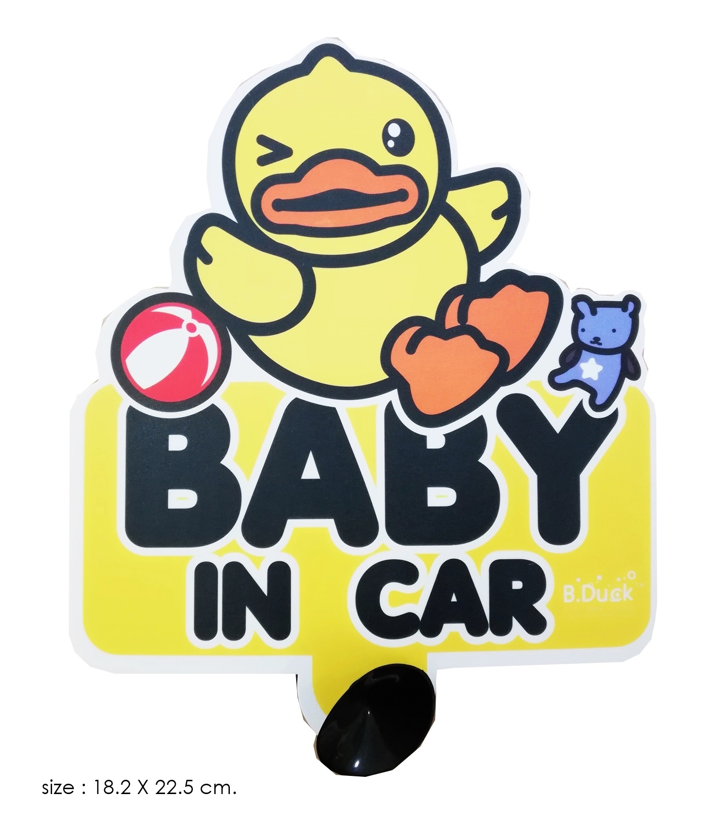 ป้ายข้อความแจ้ง BABY IN CAR ลายเป็ด B.DUCK size 18.2x22.5 cm. ลิขสิทธิ์แท้ สวยงาม