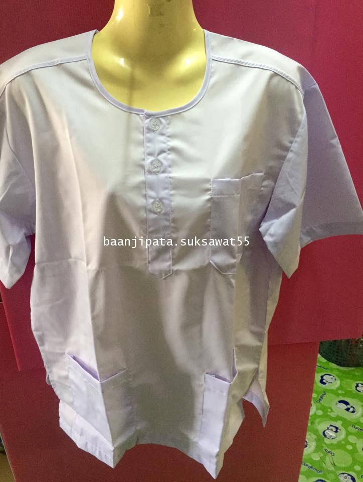 เสื้อกุยเฮงผู้ชาย แขนสั้น สีขาว ผ้าTC เบอร์M