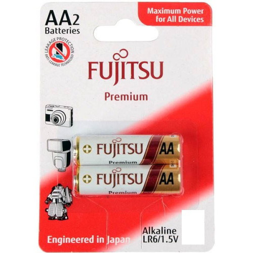 สุดยอดถ่านอัลคาไลน์ Fujitsu Premium LR6(2B)FP ขนาด AA 1.5V แพค 2 ก้อน ไม่รั่วซึม ออกใบกำกับภาษีได้