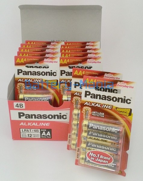 ถ่านอัลคาไลน์ Panasonic Alkaline LR6T AA 4 ก้อน 1 กล่อง 12 pack