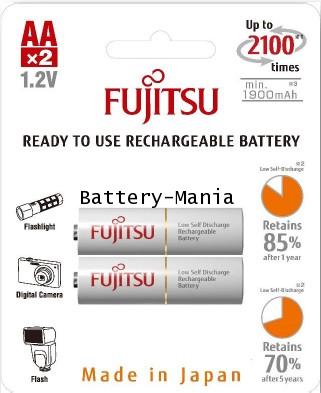 ถ่านชาร์จ AA 2,000 mAh (แพ็ค2ก้อน) ขาว Fujitsu HR-3UTCEX ออกใบกำกับภาษีได้