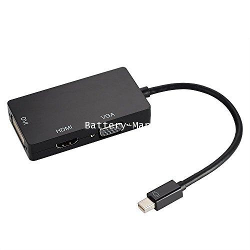 3-In-1 DisplayPort to Digi-port Adapter Mini DP Male to HDMI / VGA / DVI Female Converter Black