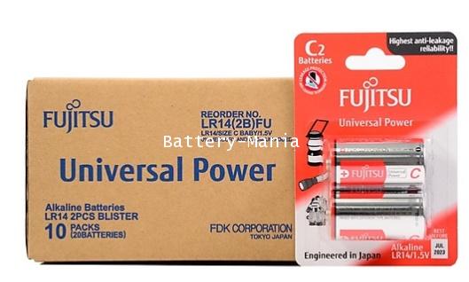 Fujitsu - Alkaline batteries - Universal Power ขนาด C / LR41 / ก้อนกลาง 1.5V จำนวน 10 แพ๊ค 20 ก้อน