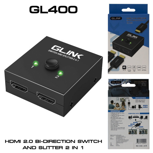G-Link HDMI SPLITTER 1:2 Port 2 way (ตัวแยกสัญญาณ HDMI 1ออก2 แบบ2ทาง) รุ่น GL-400 ออกใบกำกับภาษีได้