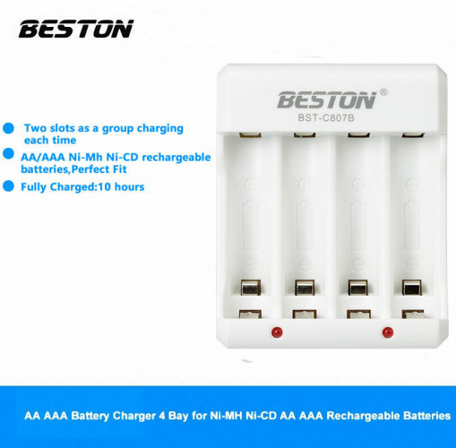 Beston Basic Travel Charger แท่นชาร์จ AA/AAA รุ่น BST-C807B ไฟ LED 2 ช่อง ออกใบกำกับภาษีได้