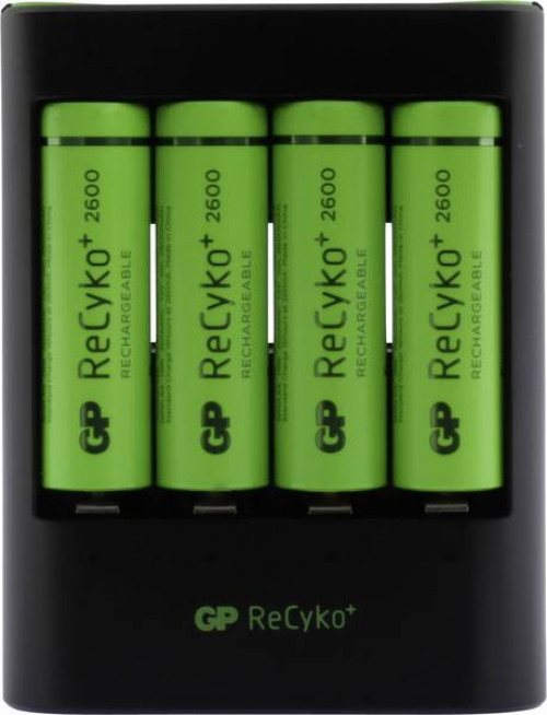 ถ่านชาร์จ GP recyko AA 2600 mAh แพ็ค 4 ก้อน แถมฟรีเครื่องชาร์จเร็ว USB U421 และ USB Wall Charge 2.1A 7
