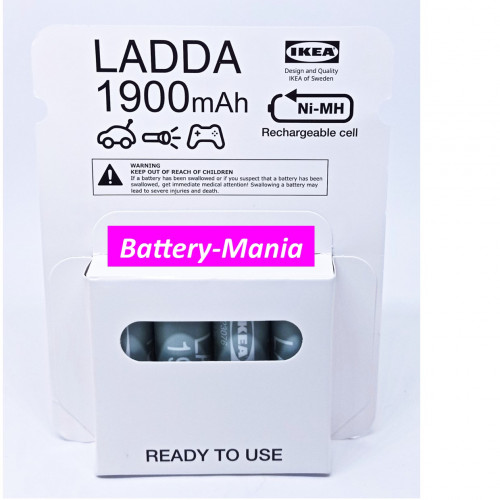 IKEA - อีเกีย ถ่านชาร์จ แบตเตอร์รีชาร์จไฟได้ Rechargable Batteries Ladda ลัดดา AA ถ่านชาร์จ 1900 mAh